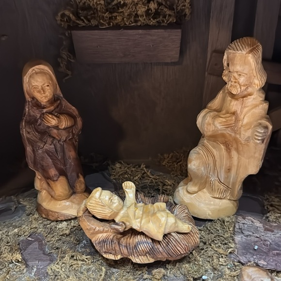 Vintage Creche Nativity with wooden characters - 12 pieces - Picture 2 of 6